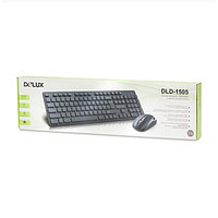 Комплект Клавиатура + Мышь, Delux, DLD-1505OGB, Беспроводная мышь 2.4G, 1000DPI, Нано-ресивер, Кол-во