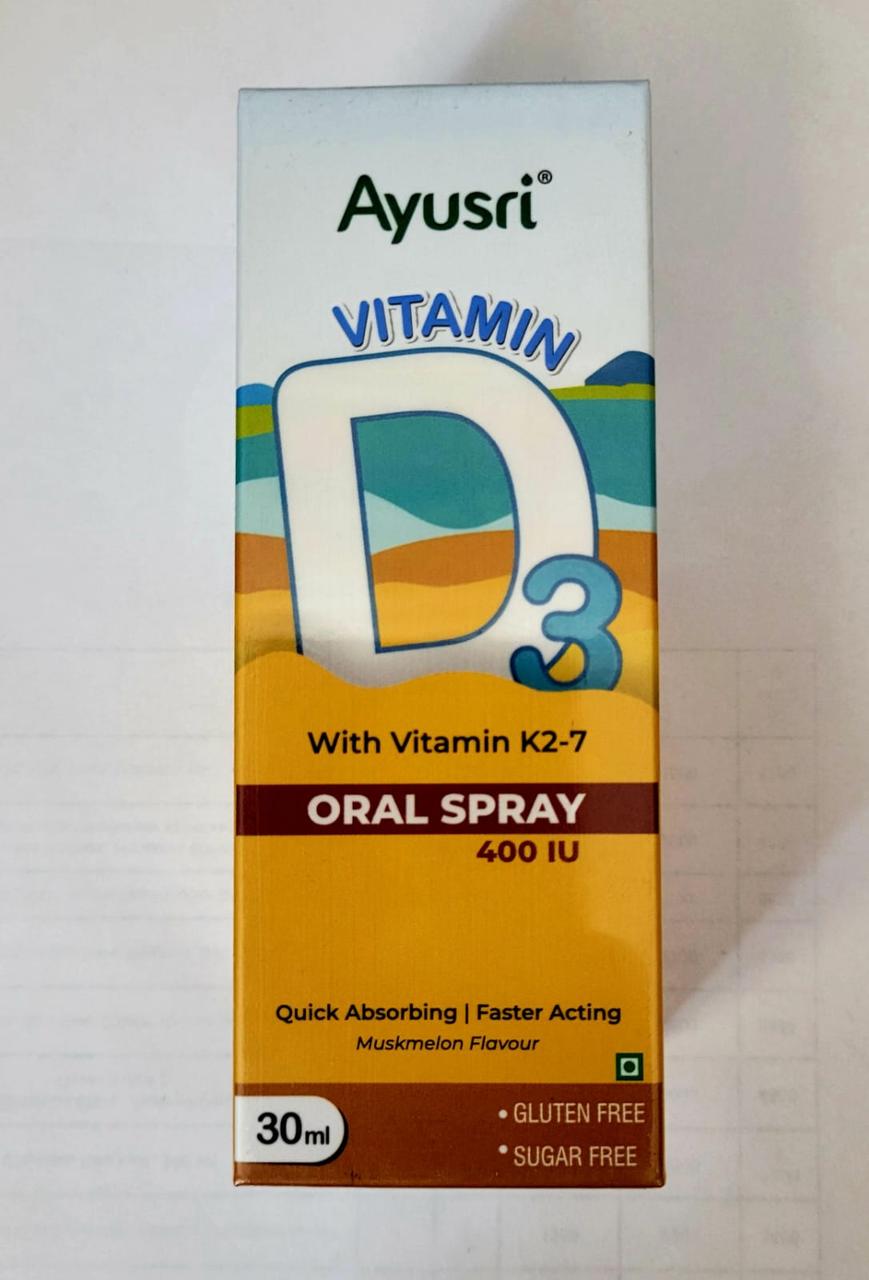 Витамин Д3 с К2-7 для детей в виде спрея (Vitamin D3 oral spray AYUSRI), 30 мл - фото 1 - id-p107654597