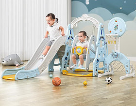 Детская горка с качелей WXR6 голубой
