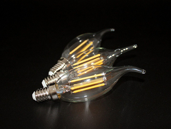 Лампа светодиодная нитевидная прозрачная свеча на ветру СW35 11Вт 6500К Е14 Фарлайт - фото 2 - id-p107671196