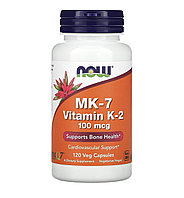 Now foods Mk-7, витамин К2, 100мкг, 120 вегетарианских капсул