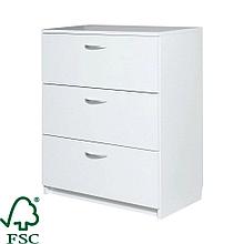 Комод 3 ящика, 68.5x80x39.4 см, цвет белый
