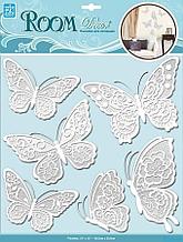 Элемент декоративный ROOM DECOR Мерцающие бабочки, белые CBA 1402