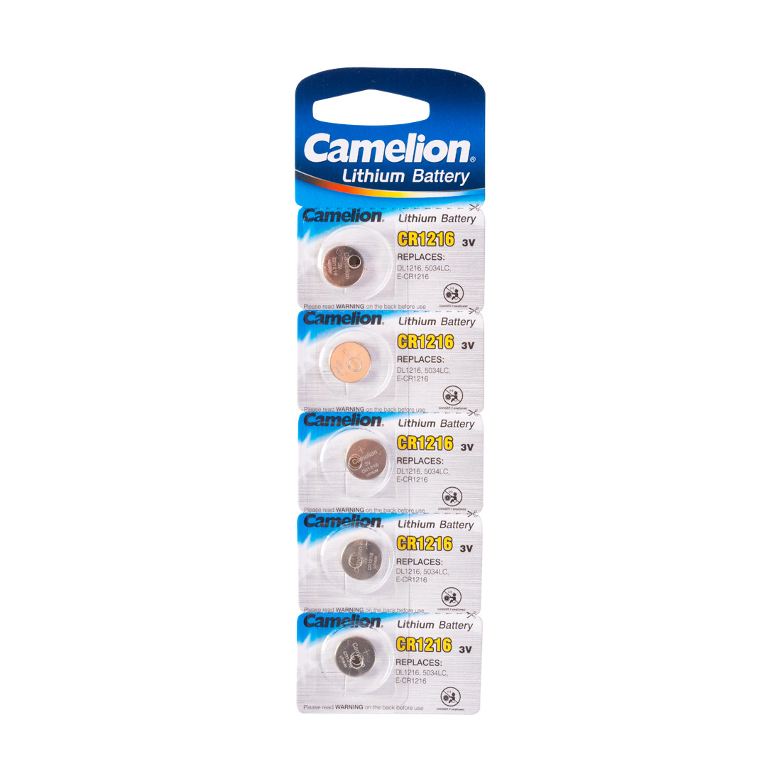 CAMELION CR1216-BP5 Батарейка Lithium Battery, CR1216 3V, 220 mAh, 5 шт. в блистере