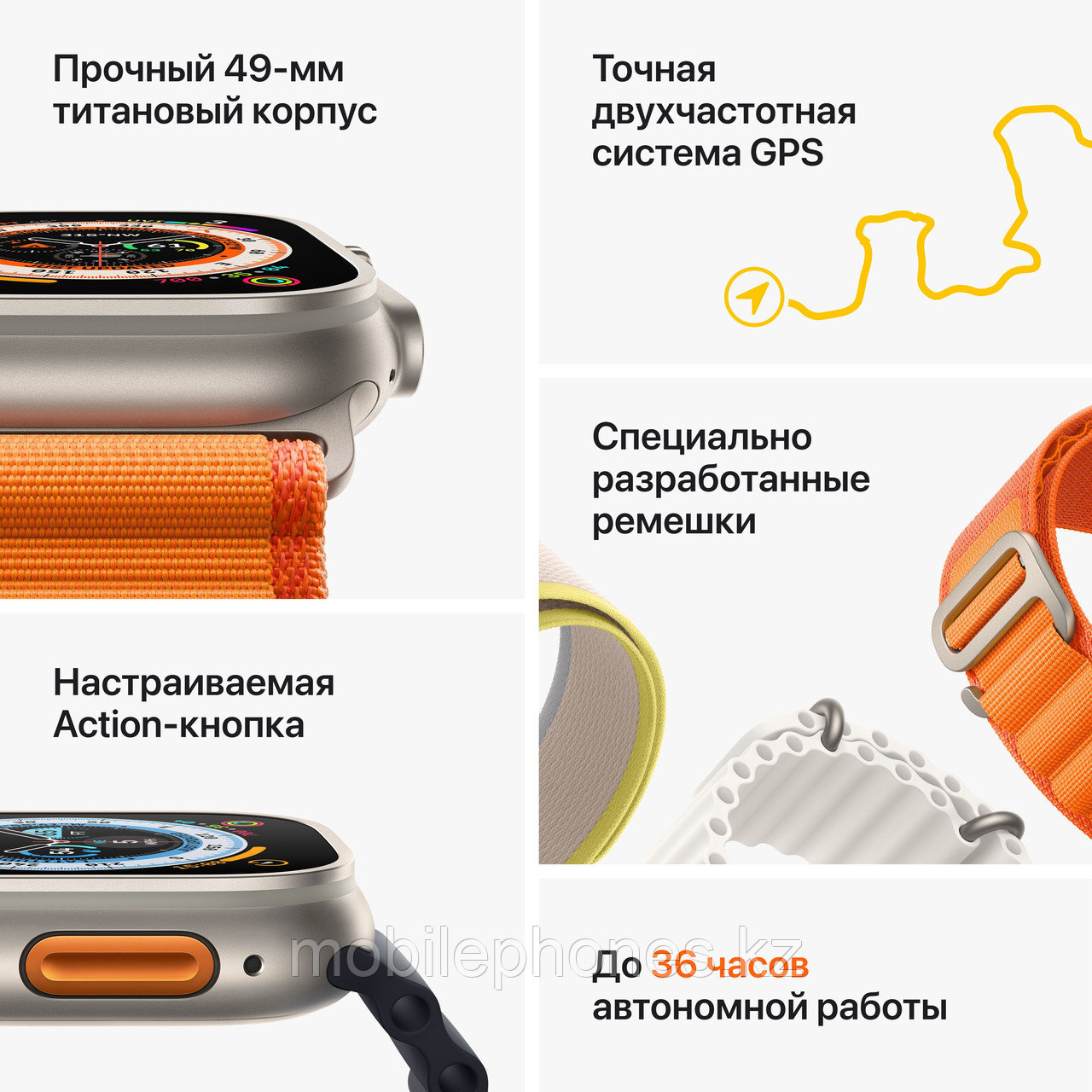 Смарт-часы Apple Watch Ultra GPS + Cellular 49mm Titanium Case with White Ocean Band - фото 5 - id-p107709651