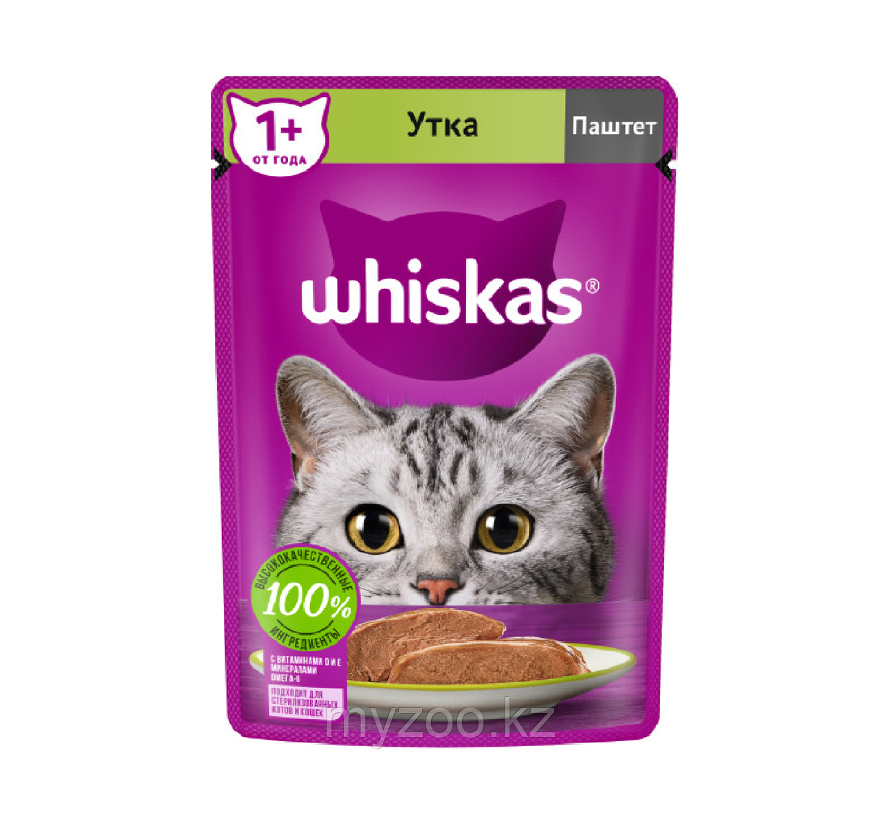 Whiskas пауч для кошек паштет с уткой, 75 гр