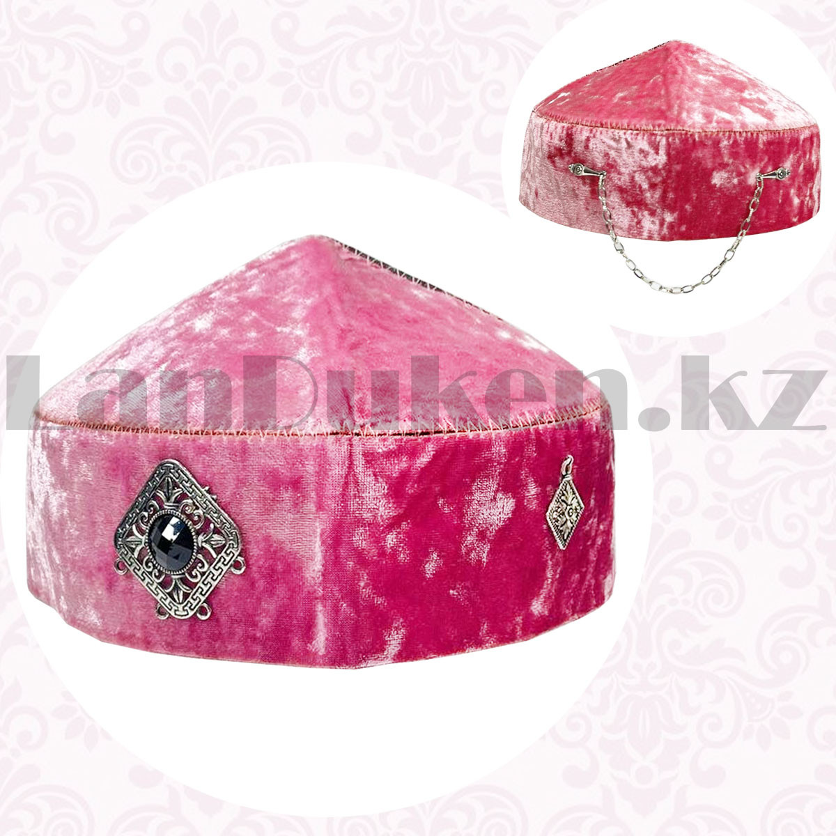 Женская казахская национальная тюбетейка (такия) с украшением