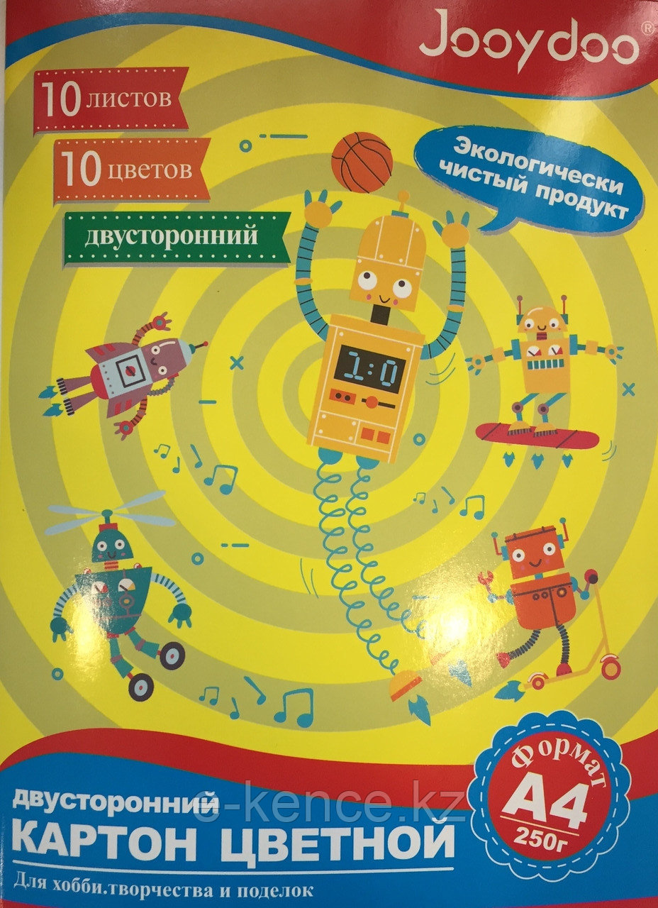 Цветной картон 10цв. двухсторонний А4 250г в папке - фото 1 - id-p107721793