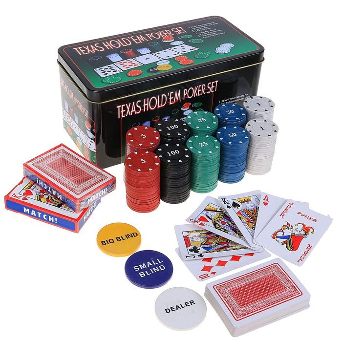 Набор для покера Poker set: карты 2 колоды, фишки 200 шт, сукно 60х90 - фото 1 - id-p73905952