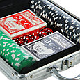 Набор для покера Poker set: карты 2 колоды, фишки 100 шт, 5 кубиков, фото 2