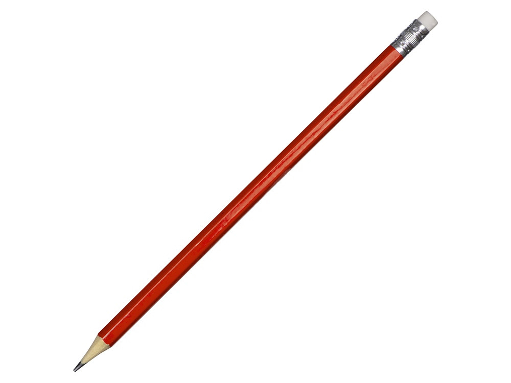 Шестигранный карандаш с ластиком Presto, красный - фото 1 - id-p107730589