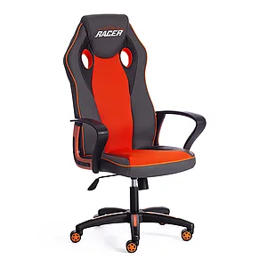 Кресло RACER кож/зам/ткань, металлик/оранжевый, 36/07