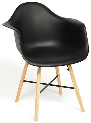 Кресло CINDY (EAMES) (mod. 919) дерево береза/металл/сиденье пластик, 60*62*79см, черный/black with natural, фото 1