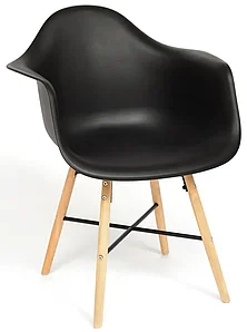 Кресло CINDY (EAMES) (mod. 919) дерево береза/металл/сиденье пластик, 60*62*79см, черный/black with natural