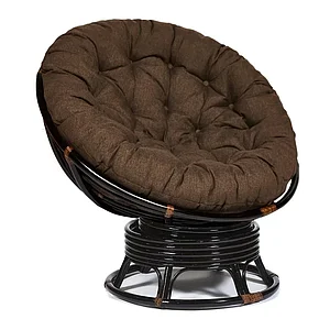 Кресло-качалка "PAPASAN" w 23/01 B / с подушкой / Antique brown (античный черно-коричневый), ткань Коричневый,