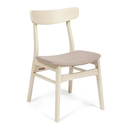 CT 8804 Стул Rabat с мягким сиденьем дерево гевея, 52,5*46,5*78см, античный белый, ткань бежевая (FG22616-16), фото 1