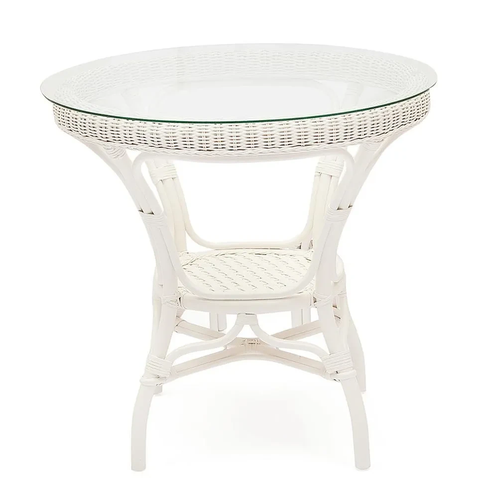 Комплект обеденный "ANDREA" ( стол со стеклом + 4 кресла + подушки) TCH White (белый), Ткань рубчик, цвет - фото 3 - id-p107734081