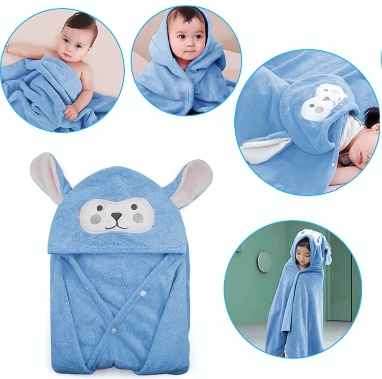 Полотенце-пончо для детей 70x140 см микрофибра, голубой - фото 2 - id-p107741558