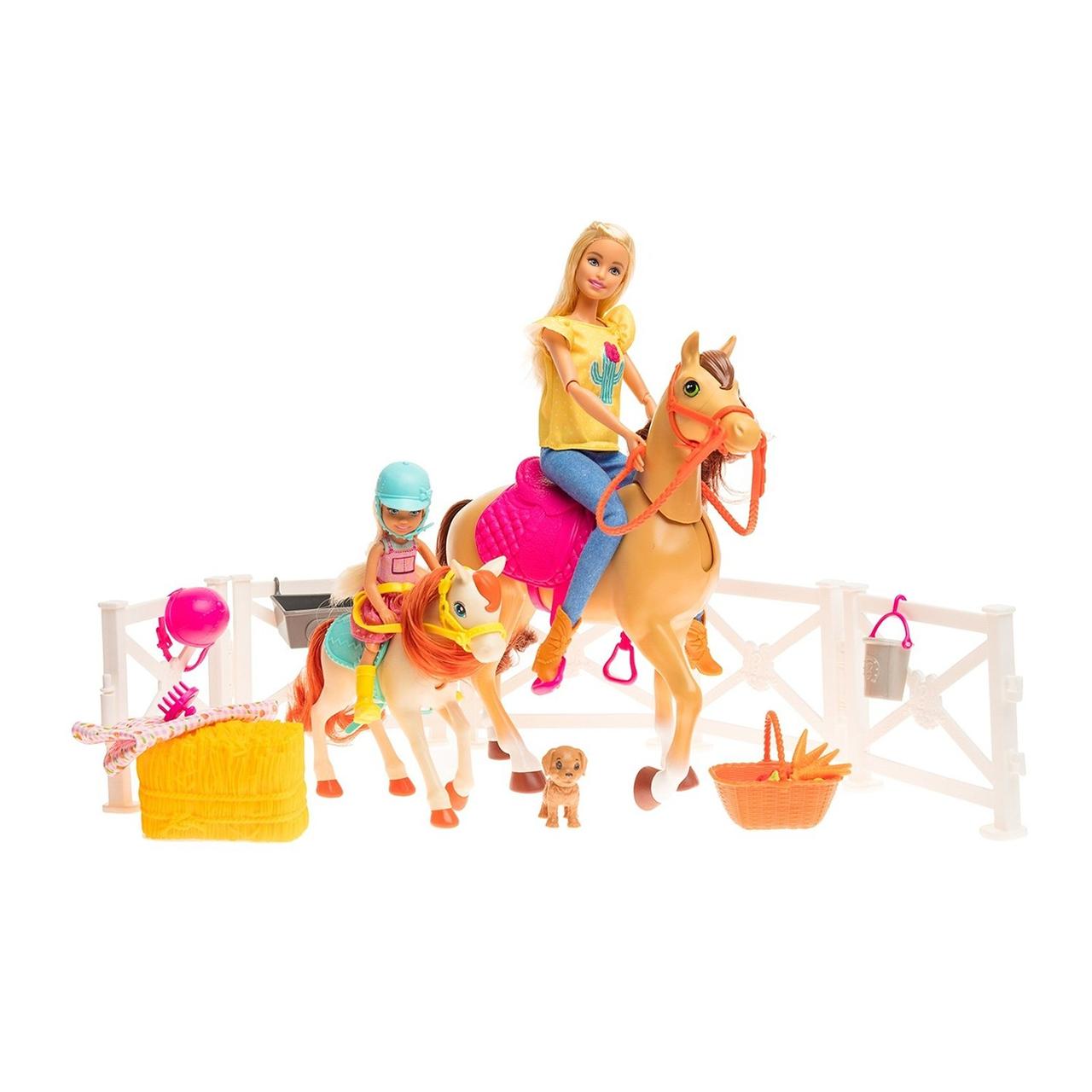 Barbie Игровой набор "Конюшня", Барби, Челси и любимые лошадки