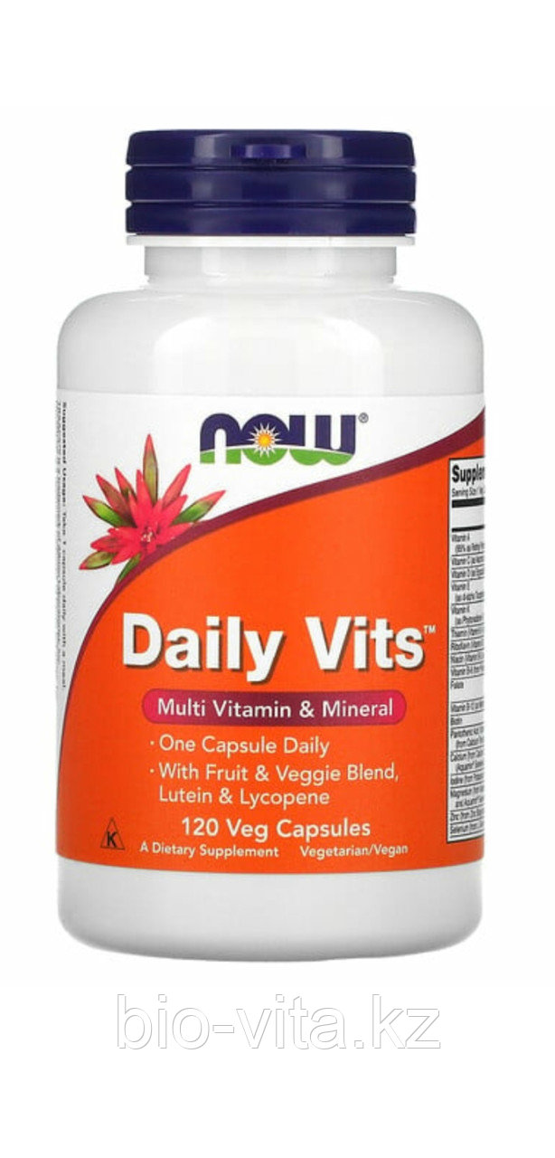 Витамины и минералы. (Daily Vits) 120 капсул. Now foods Для подростков с 10 лет и взрослых.