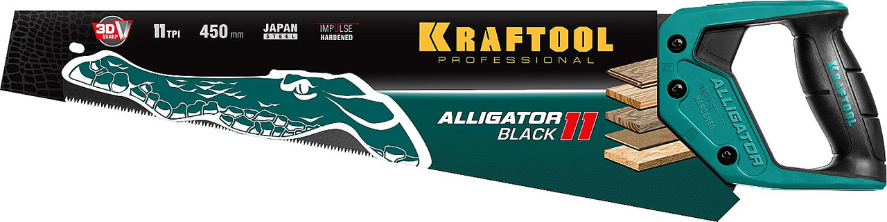 Ножовка для точного реза Alligator Black 11, KRAFTOOL 11 TPI, 450 мм (15205-45) - фото 2 - id-p107740639