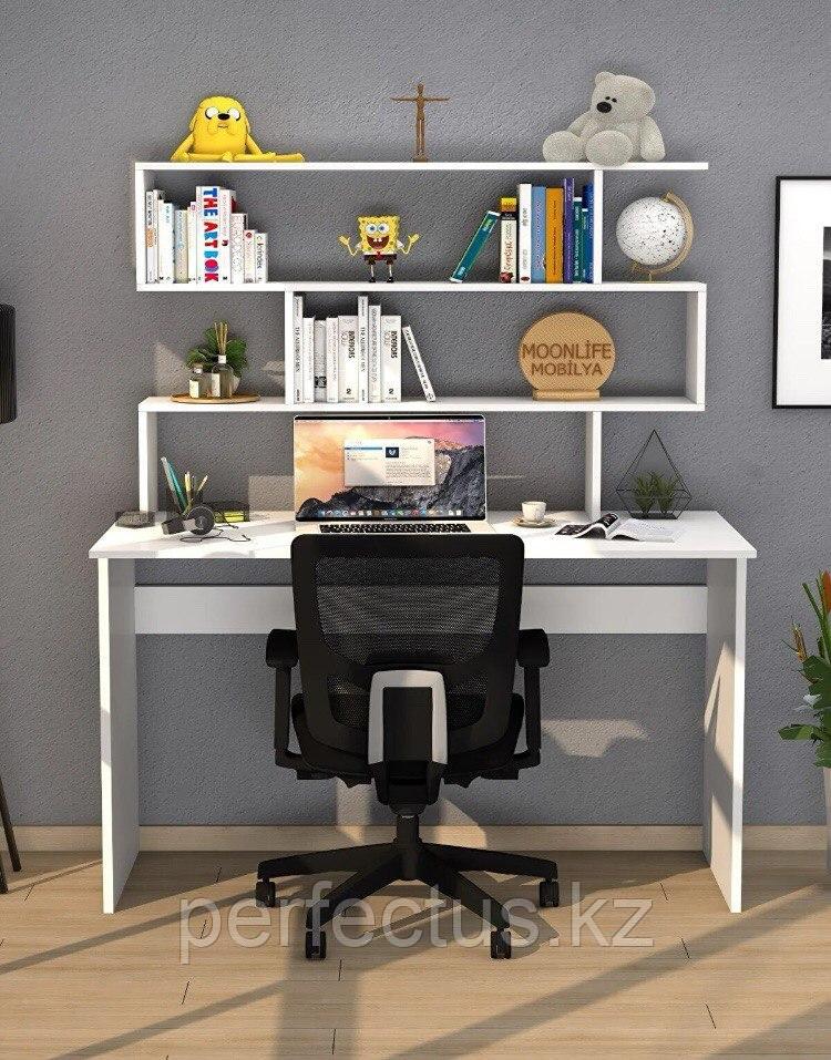 Письменный офисный стол ЛДСП 120x45x165 см белый - фото 2 - id-p107761239