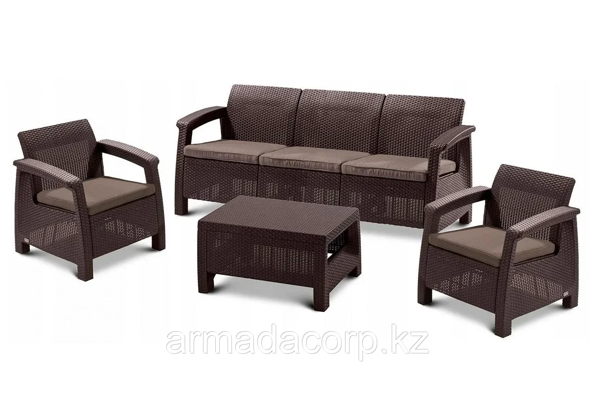 Комплект мебели Corfu Triple Set, коричневый