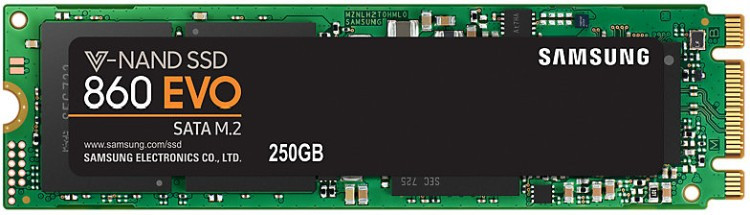 SSD M.2 SATA 250 GB Samsung 860 EVO, MZ-N6E250BW, SATA 6Gb/s - фото 2 - id-p96530759