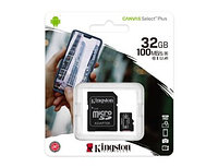 Kingston адаптері бар MicroSD жад картасы, SDCS2/32GB, MicroSDHC 32GB, Canvas Select Plus, 10-сынып