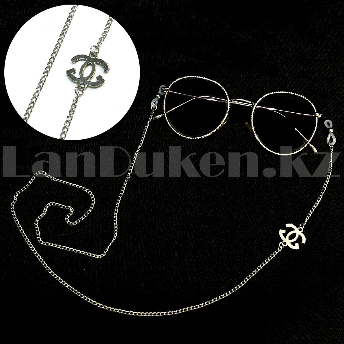 Цепочка для очков Chanel серебристая 72 см