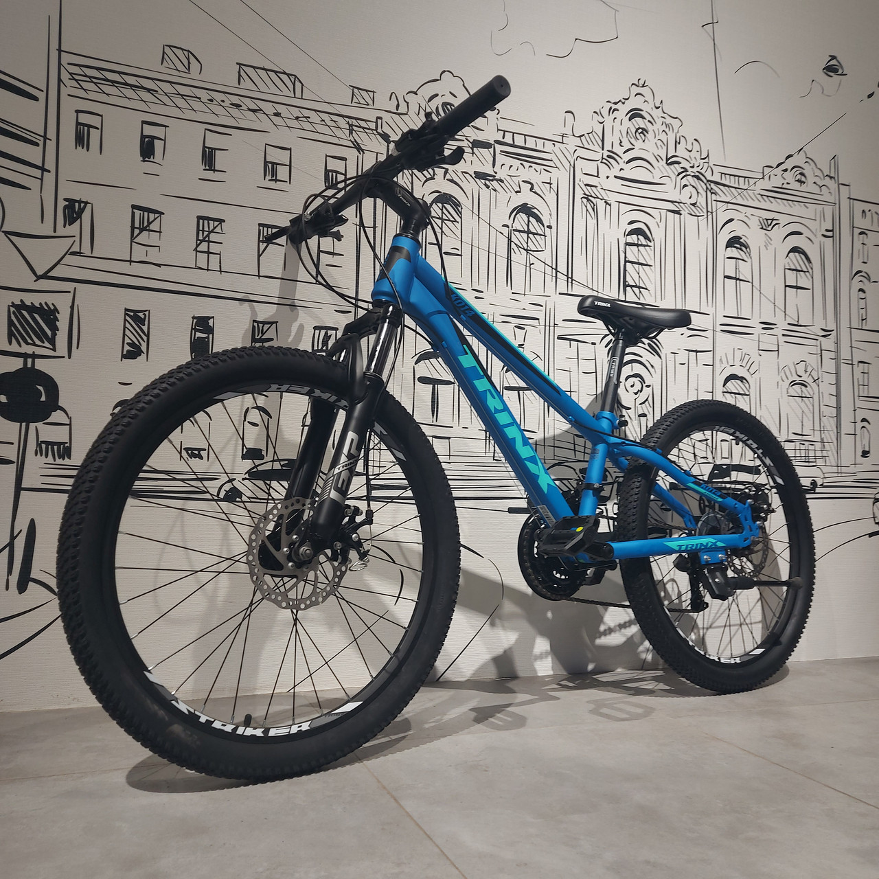Подростковый Велосипед Trinx K014. Рама 11,5". MTB. Скоростной. Синий.