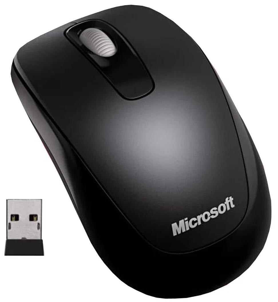 Мышь Microsoft Wireless Mouse 1000, Black, Wireless, Optical, 1000dpi, 1 x AA, USB - фото 1 - id-p107782459