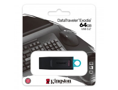 USB-накопитель, Kingston, DTX/64GB, 64GB, USB 3.2, Чёрный - фото 1 - id-p107321674