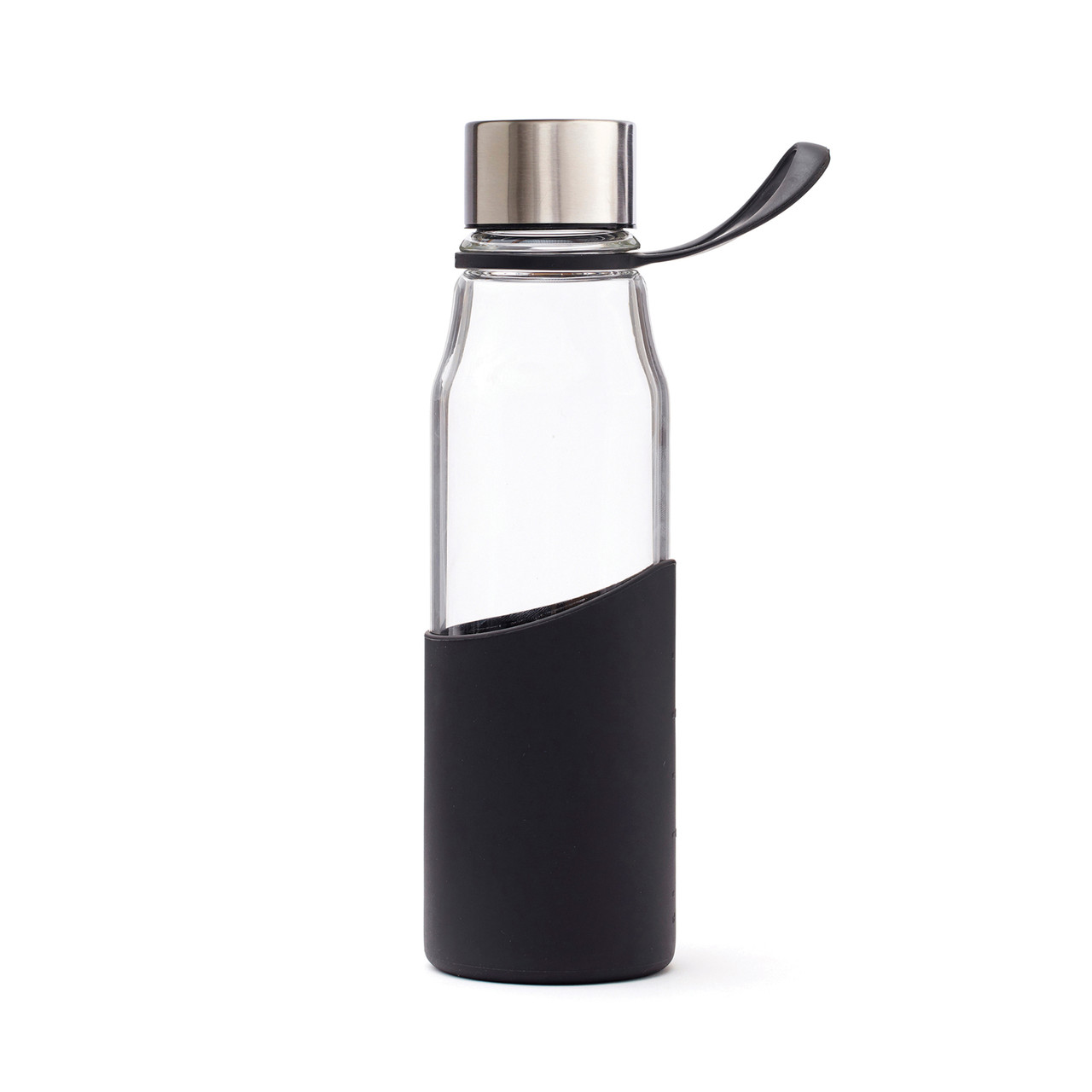 Бутылка для воды VINGA Lean из боросиликатного стекла, 550 мл, черный; , , высота 22,5 см., диаметр 6,7 см., - фото 1 - id-p107794237