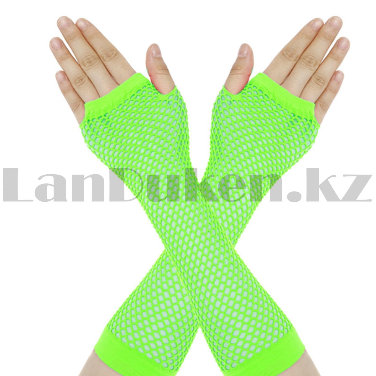 Перчатки Сетка длинные без пальцев неоновые (зеленые)
