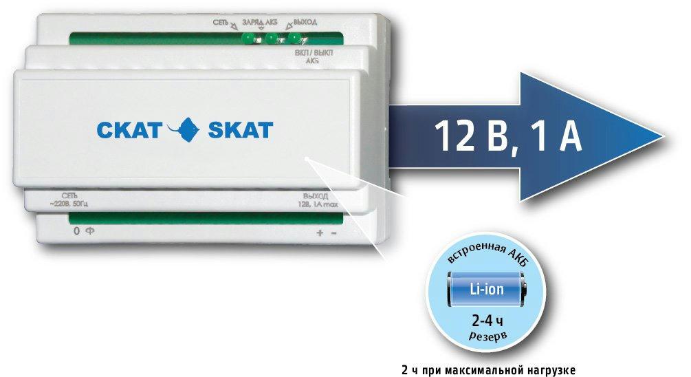 Блок питания SKAT-12DC-1.0 Li-ion (СКАТ ИБП-12/1-3,2/Li-DIN) (595) - фото 1 - id-p107789801