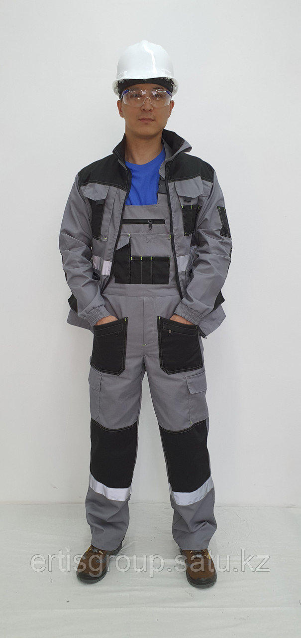 Рабочий костюм летний "Канзас" СОП, куртка+п/к, цвет св.серый с черным - фото 10 - id-p107799592