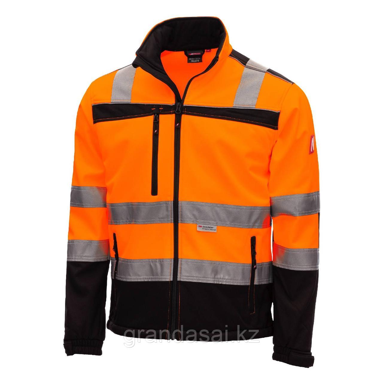 NITRAS 7170 куртка софтшелл повышенной видимости, оранжевая / чёрная - фото 1 - id-p107800985