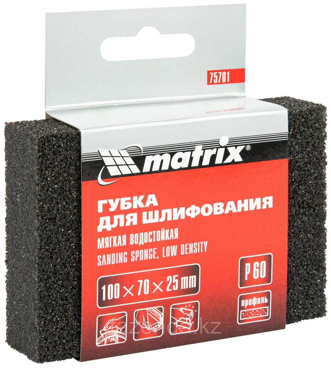 Губка для шлифования Matrix 100х70х25мм Р60 - фото 1 - id-p107806038