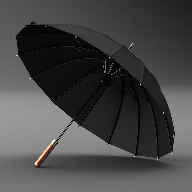 Зонтик Olycat C3 с прямой ручкой (черный) - фото 1 - id-p107806490