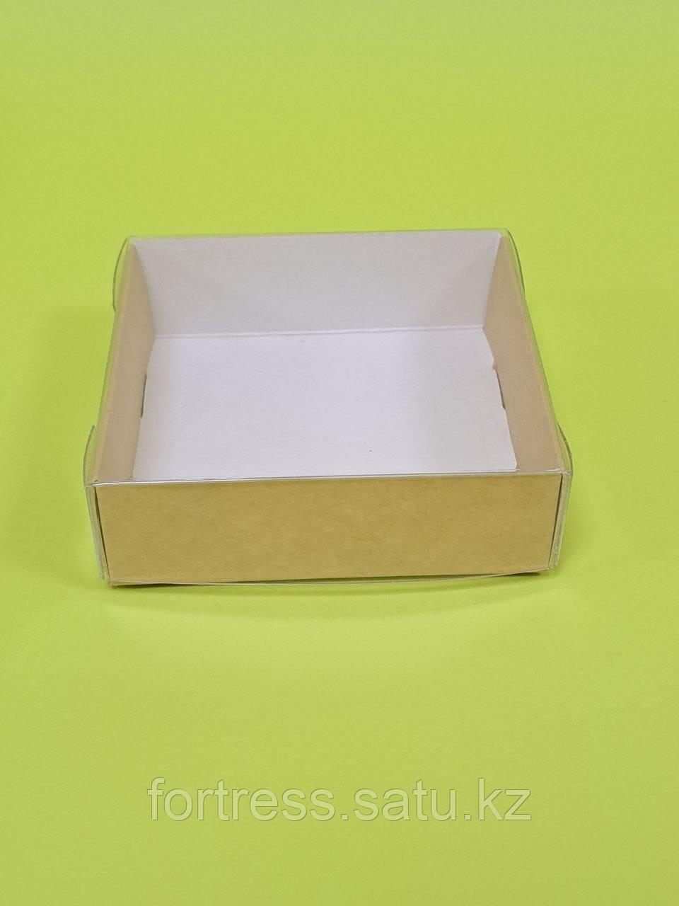Коробка с прозрачной крышкой 9*9*3см, дно крафт - фото 1 - id-p84996038