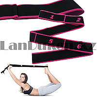 Резинка для фитнеса эластичная универсальная черно-розовая цвета длинна 90 см