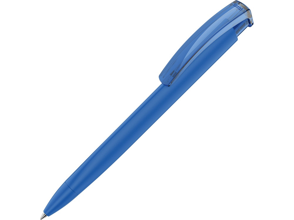 Ручка шариковая трехгранная UMA TRINITY K transparent GUM, soft-touch, синий
