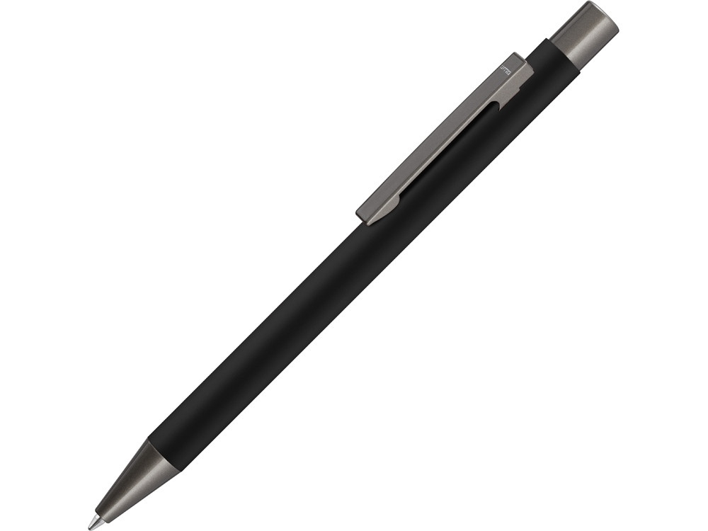 Ручка шариковая UMA STRAIGHT GUM soft-touch, с зеркальной гравировкой, черный, фото 1