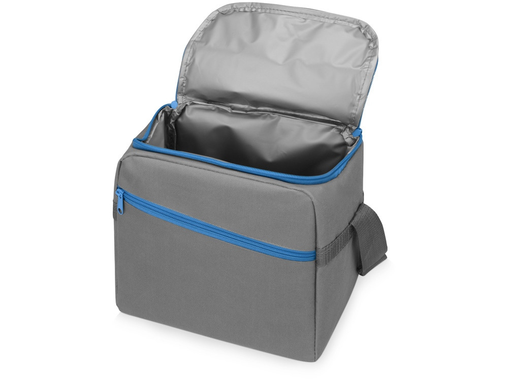 Изотермическая сумка-холодильник Classic c контрастной молнией, серый/голубой - фото 2 - id-p107819363