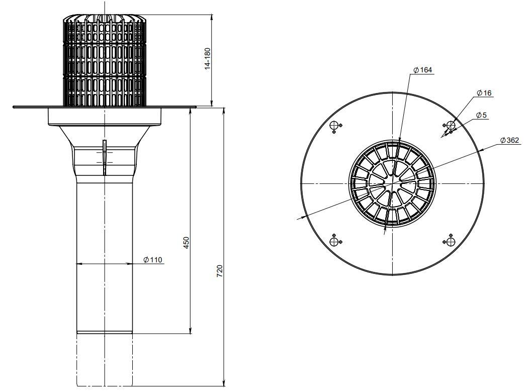 VO-PVC 110x720 Воронка обогреваемая с корпусом из ПВХ и листвоуловителем VO-PVC 110x720 - фото 2 - id-p107820465