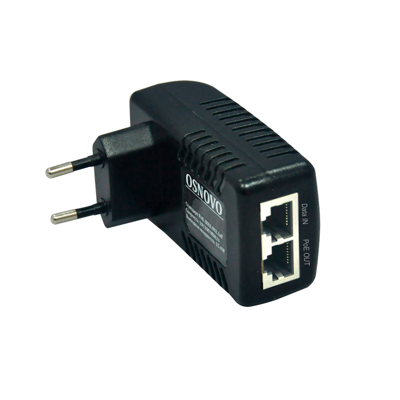 OSNOVO Midspan-1/151 PoE-инжектор Fast Ethernet на 1 порт. Автоматическое определение PoE устройств - фото 1 - id-p107822185