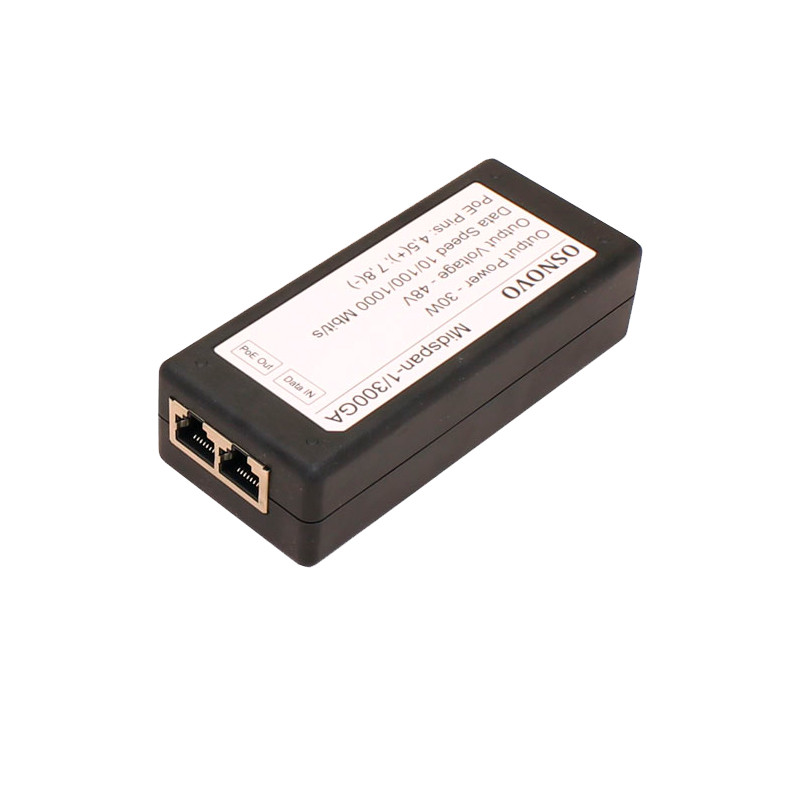 OSNOVO Midspan-1/300GA PoE-инжектор Gigabit Ethernet на 1 порт, мощностью до 30W - фото 1 - id-p107822189