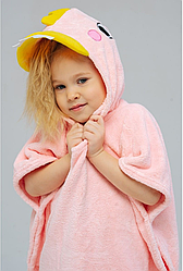Полотенце-пончо для детей 70x140 см микрофибра, розовый
