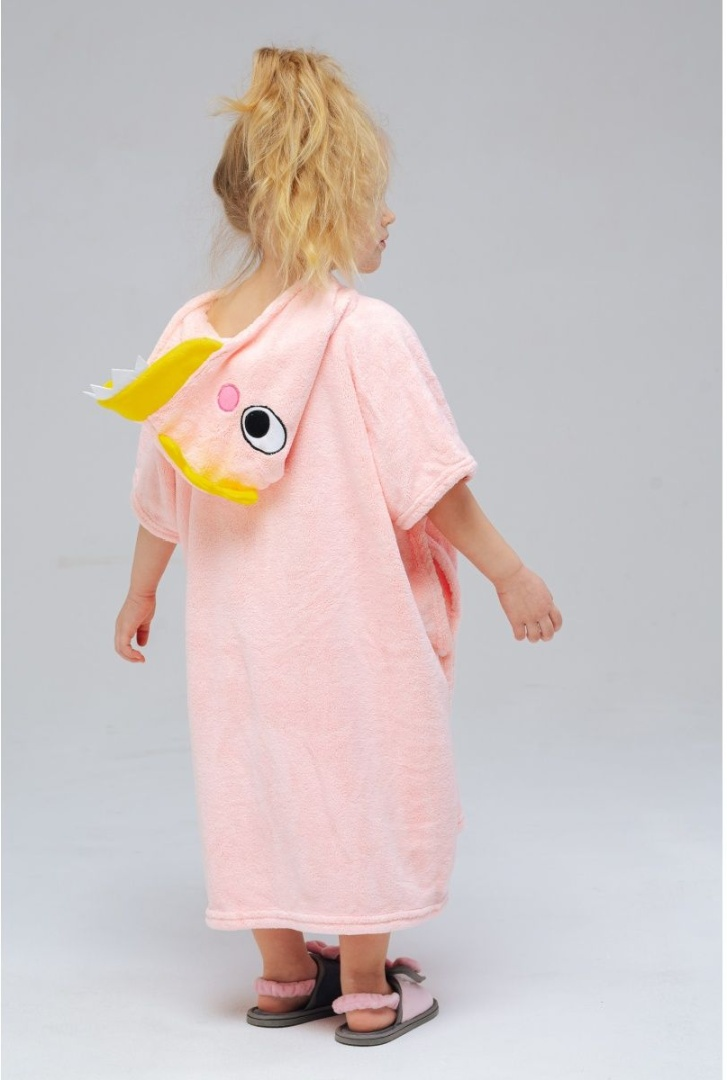 Полотенце-пончо для детей 70x140 см микрофибра, розовый - фото 2 - id-p107824589